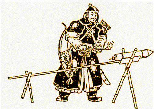 Chinese solder launches fire arrow